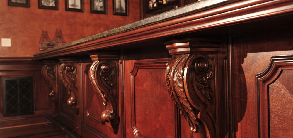 ornate old-world mahogany bar