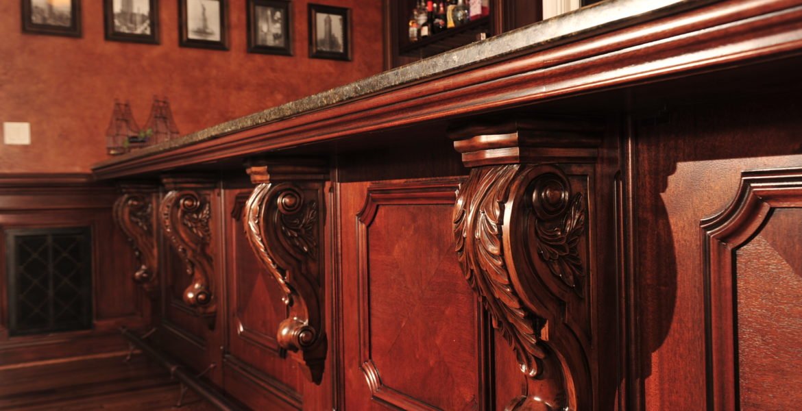 ornate old-world mahogany bar