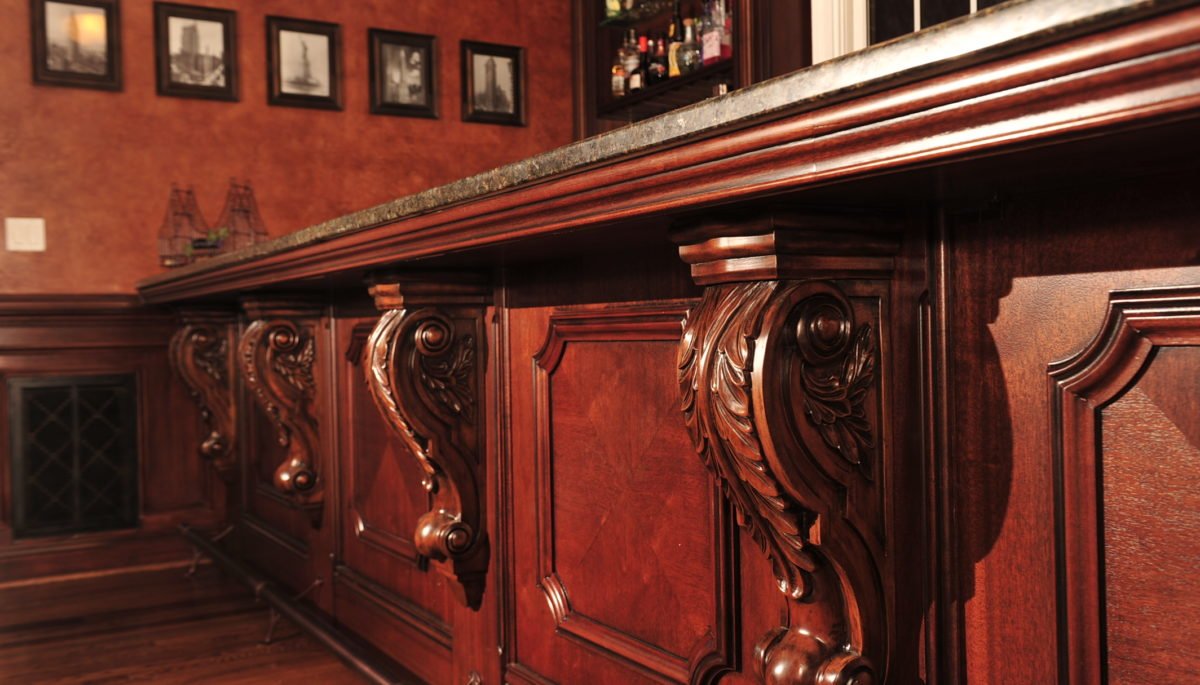 ornate old-world mahogany bar