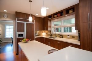 modern mid-century walnut kitchen