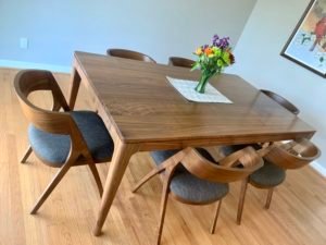 solid wood quarter sawn walnut mid century modern dining table