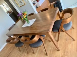 solid wood quarter sawn walnut mid century modern dining table