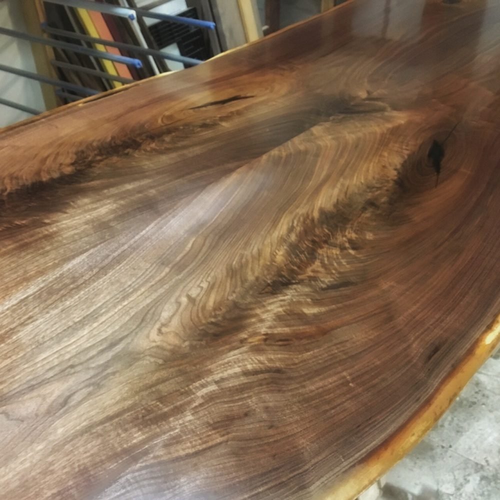 walnut slab knot live edge conference table