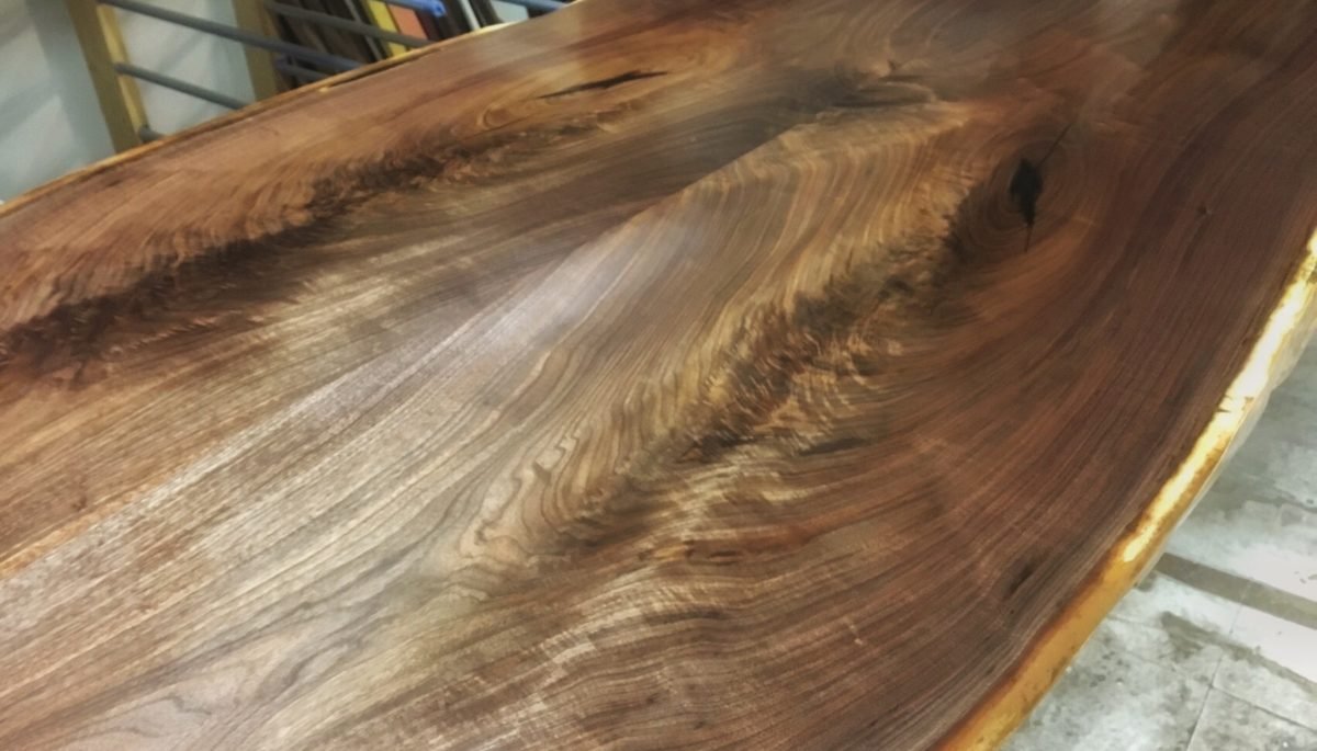 walnut slab knot live edge conference table