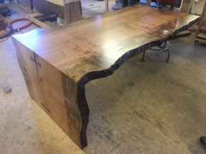 double-sided live edge waterfall table