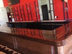 commercial high-gloss walnut restaurant bar top